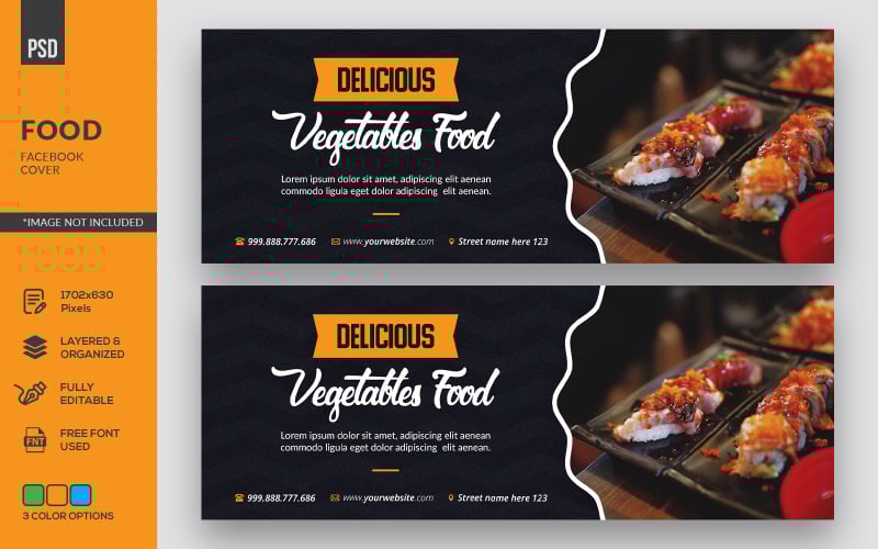 Download Фирменный стиль "Food Facebook Cover - Corporate Identity Template" / Food Facebook Cover - Corporate Identity Template - Фирменный стиль на тему графика business,facebook,banner,timeline,cover,marketing,food,restaurant,page,web,promotion,social,media,template,graphic,psd,cafe,fb,menu,vegetables