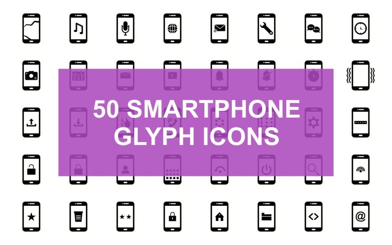 Smartphone Glif Siyah Set Simgesi