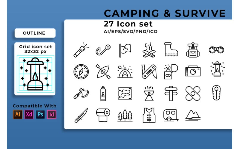Camping et survivre ensemble icône