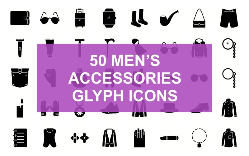 Conjunto de ícones de acessórios masculinos Glyph Black