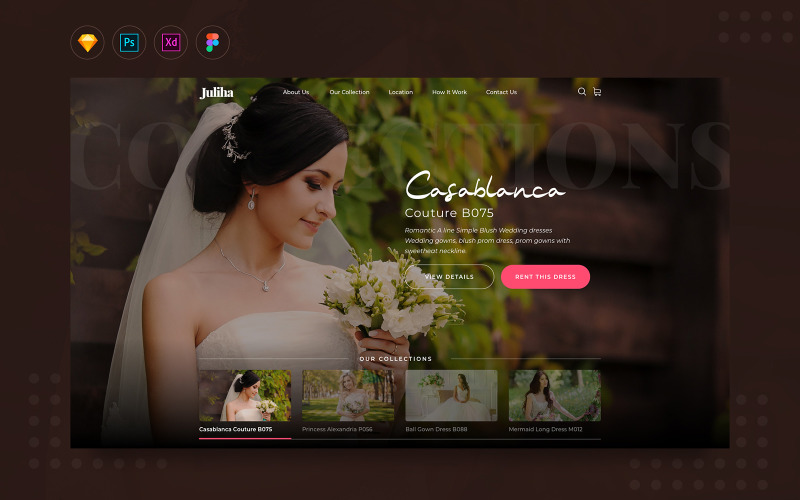 Download UI элементы "Daily.V12 Bridal or Wedding Dress Rent Website UI Elements" / Daily.V12 Bridal or Wedding Dress Rent Website UI Elements - UI элементы на тему графика bridal,dress,wedding,rental,modern,clean,user interface,feminine,beauty,booking,figma,sketch,photoshop