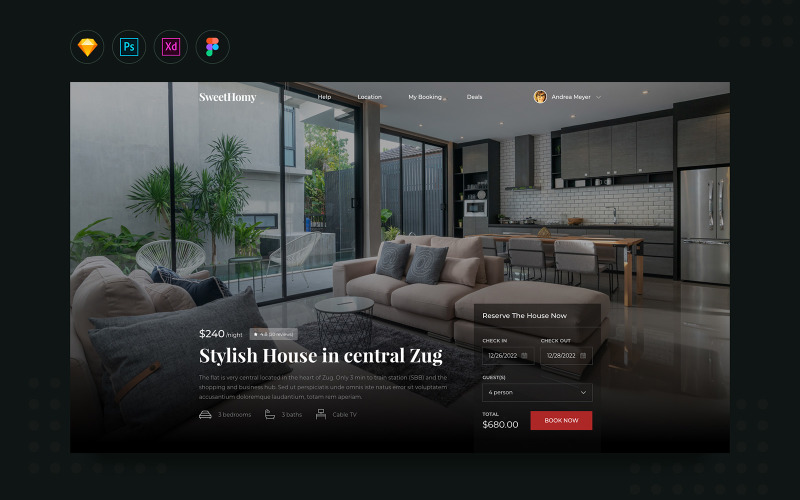 Download UI элементы "Daily.V13 House Rental Booking Website Landing UI Elements" / Daily.V13 House Rental Booking Website Landing UI Elements - UI элементы на тему графика home,house,hotel,room,rental,rent,booking,guest,website,landing,user interface,xd,psd,figma,sketch