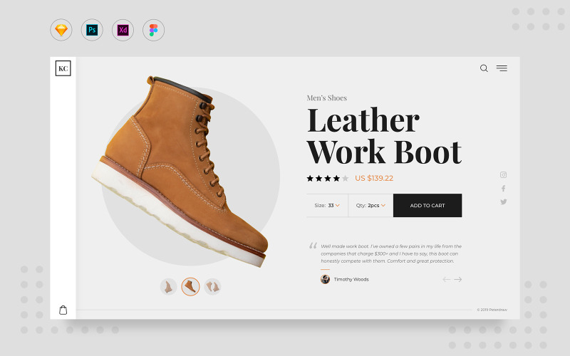 Daily.V7 Shoes Productpagina Website UI-elementen