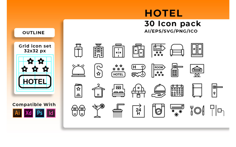 Download Набор иконок "Hotel Set Icon" / Hotel Set Icon - Набор иконок на тему графика hotel,vector,travel,icon,set,vacation,food,collection,symbol,web,service,business,room,tourism,car,bed,illustration,bath,holiday,sign