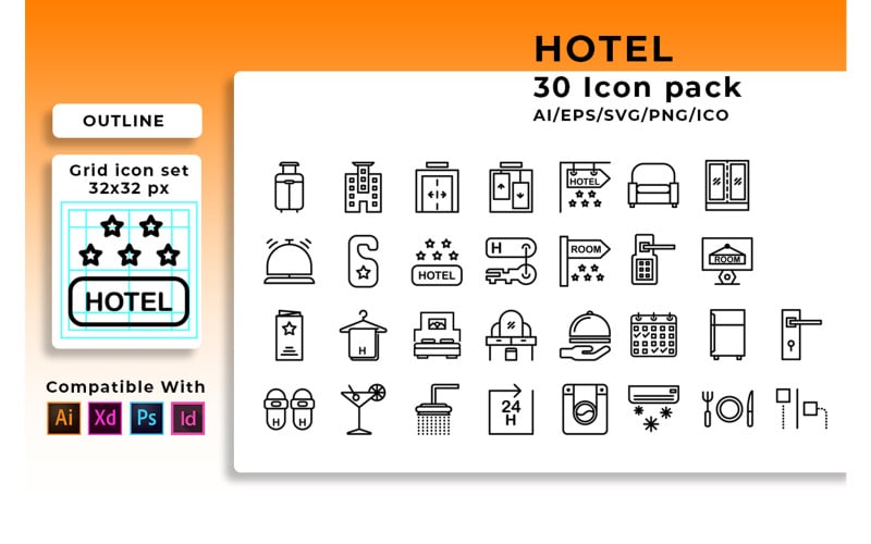 Hotel zestaw ikon