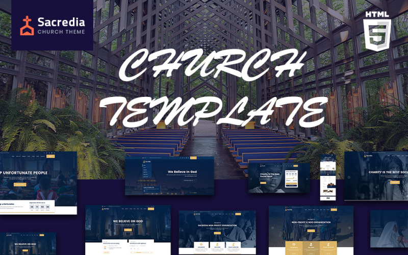 Sacredia | Kyrka och religioner HTML-webbplatsmall