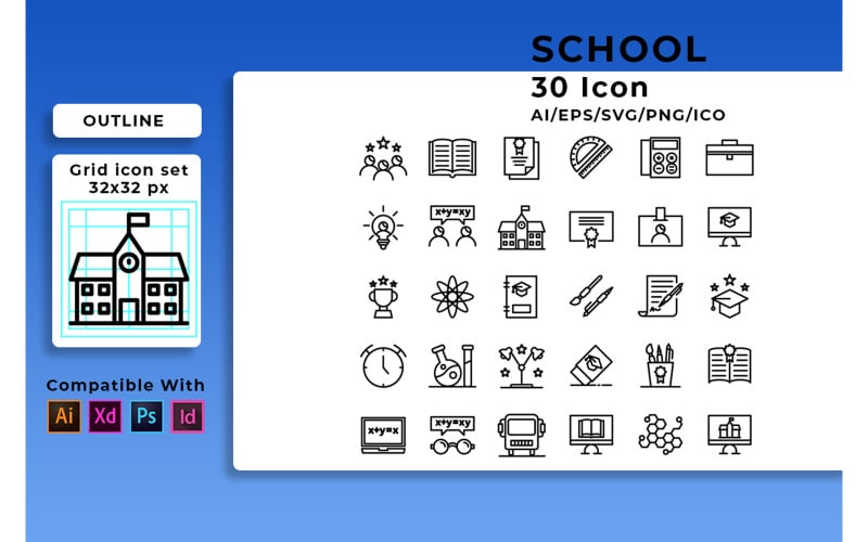 Download Набор иконок "School Set Icon" / School Set Icon - Набор иконок на тему графика school,set,collection,symbol,vector,icon,web,design,computer,sign,business,internet,education,book,graphic,media,learning,illustration,money,technology