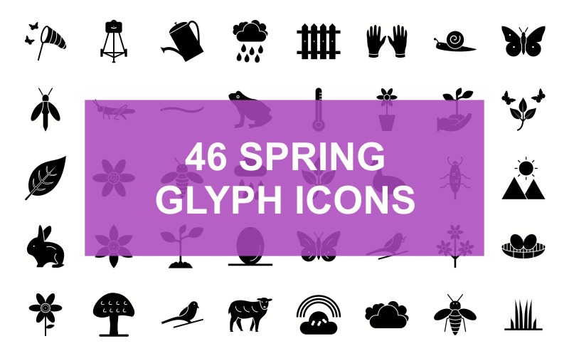Spring Glyph Black Set-ikon