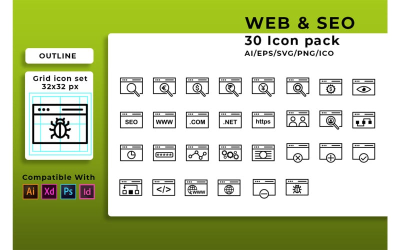 Webes és Seo készlet ikonra