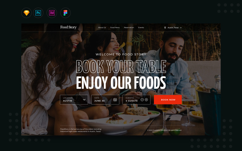 Daily.V10 Restaurantboeking Landingswebsite UI-elementen