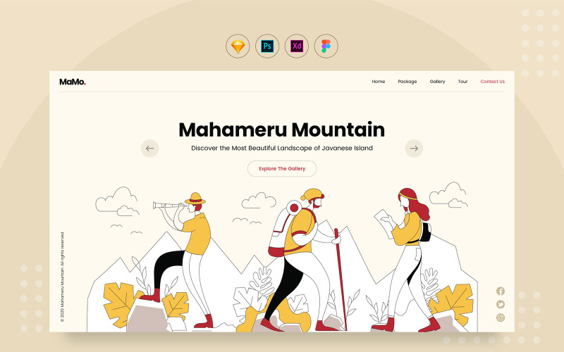 Daily.V32 - Discover Mountain Tour Website Hero UI Elements