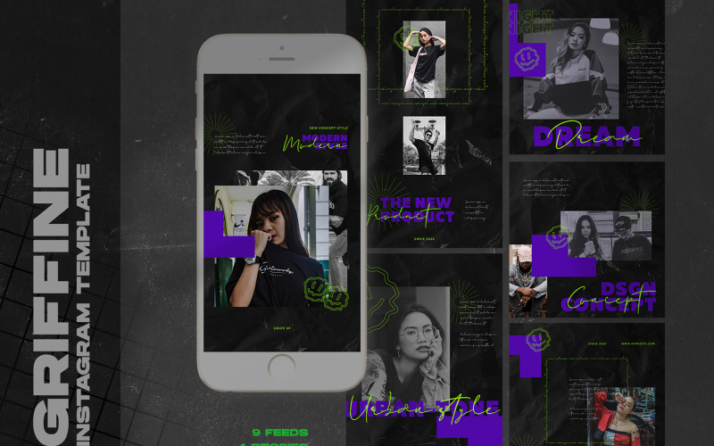 Download Шаблон для соцсетей "Griffine Instagram Templates for Social Media" / Griffine Instagram Templates for Social Media - Шаблон для соцсетей на тему графика ad,azruca,banner,business,clean,creative,deal,discount,fashion,fashion sale,games,gym,insta,instagram,instagram pack,instagram post,instagram stories,marketing,modern,multipurpose