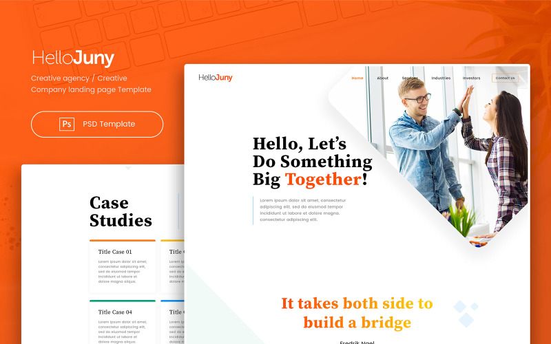 HelloJuny - Creative Company Landing Page Template UI Elements