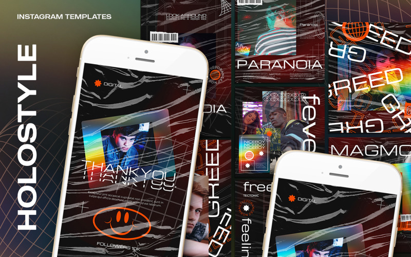 Download Шаблон для соцсетей "Holostyle Instagram Templates for Social Media" / Holostyle Instagram Templates for Social Media - Шаблон для соцсетей на тему графика azruca,banner,brand,branding,design,discount,facebook,fashion,geometric,hipster,instagram,media,minimal,mobile,modern,offer,photography,promotion,sale,sales