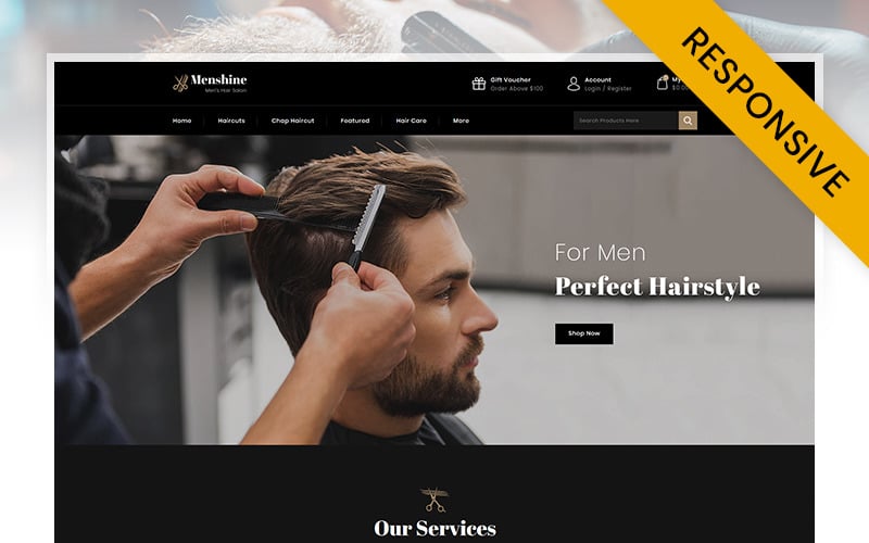 Menshine - Адаптивный шаблон OpenCart для магазина парикмахерских услуг