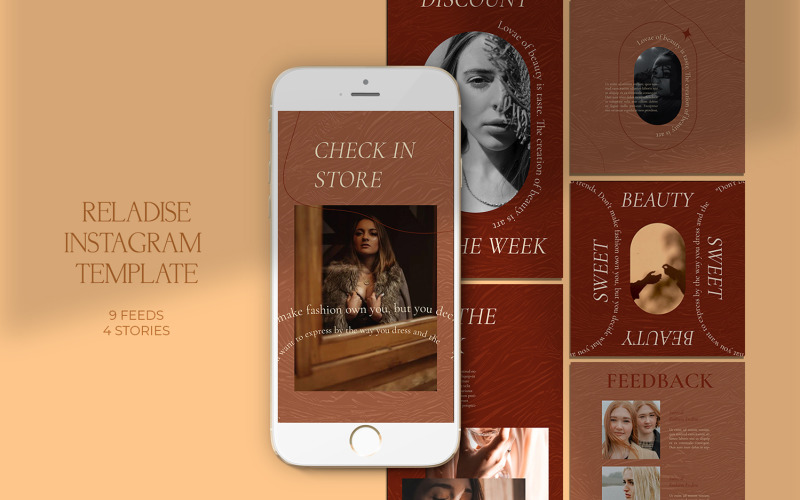 Download Шаблон для соцсетей "Reladise Instagram Templates for Social Media" / Reladise Instagram Templates for Social Media - Шаблон для соцсетей на тему графика ad,azruca,banner,business,clean,creative,deal,discount,fashion,fashion sale,games,gym,insta,instagram,instagram pack,instagram post,instagram stories,marketing,modern,multipurpose