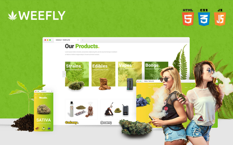 Weefly | Víceúčelová webová šablona obchodu s konopím a marihuanou