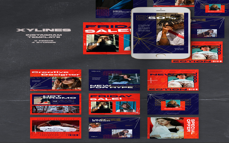 Download Шаблон для соцсетей "Xylines Instagram Templates for Social Media" / Xylines Instagram Templates for Social Media - Шаблон для соцсетей на тему графика ad,azruca,banner,business,clean,creative,deal,discount,fashion,fashion sale,games,gym,insta,instagram,instagram pack,instagram post,instagram stories,marketing,modern,multipurpose