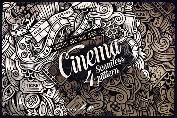 Cinema Graphics Doodles nahtloses Muster