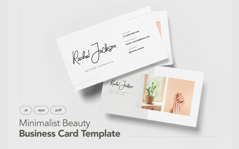 Cartões de visita minimalistas e de beleza V.24 - Modelo de identidade corporativa