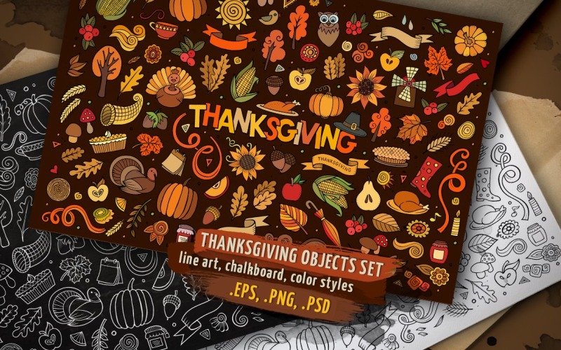 Download Vector "Thanksgiving Objects & Elements Set - Vector Image" / Thanksgiving Objects & Elements Set - Vector Image - Vector на тему графика fun,swirls,vintage,hand-drawn,sign,retro,doodles,decorative,nature,fall,autumn,vector,natural,collection,clipart,happy,sun,abstract,holiday,style,clip art,png,psd,tree,season,graphic,seasonal