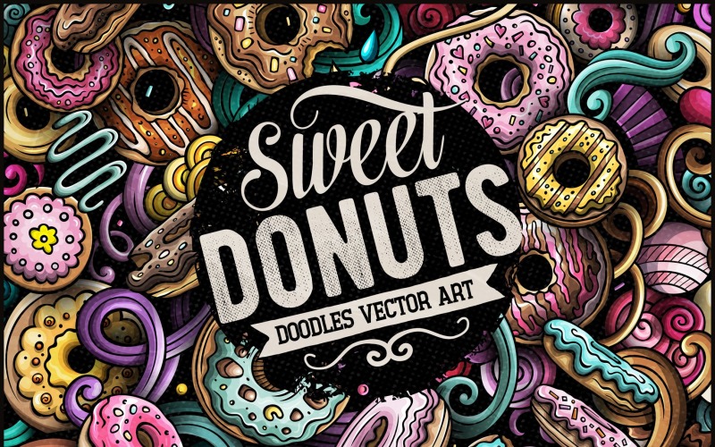Donuts Vector Doodle - Illustration