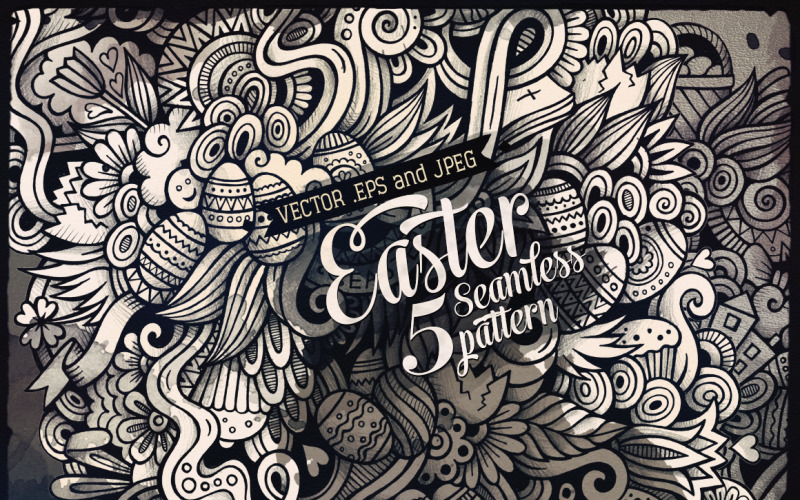 Easter Graphics Doodles Seamless Pattern