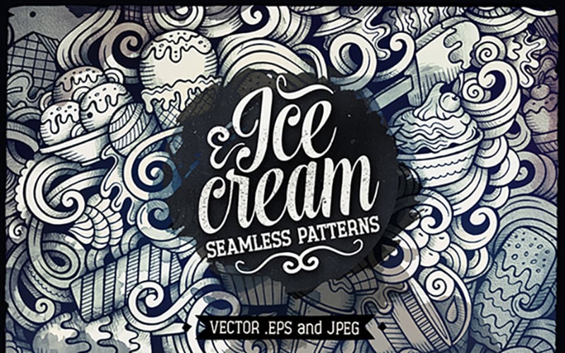 Ice Cream Graphics Doodle Pattern