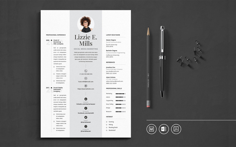 download indesign resume template free