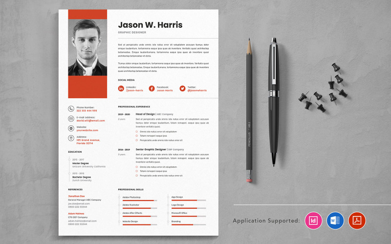 Download Резюме "Professional CV Indesign Vol.6 Resume Template" / Professional CV Indesign Vol.6 Resume Template - Резюме на тему графика resume,cv,minimalist,professional,modern,clean,minimal,business,hiring,apply,job,entrepreneur,indesign,word,pdf