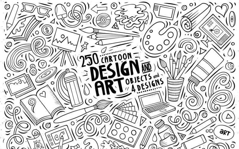 Design & Art Sketchy Objects Doodles Set - Vector Image