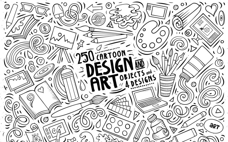 Design & Art Sketchy Objects Doodles Set - Vektorbild