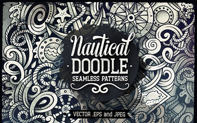 Grafica nautica Doodles Seamless Pattern