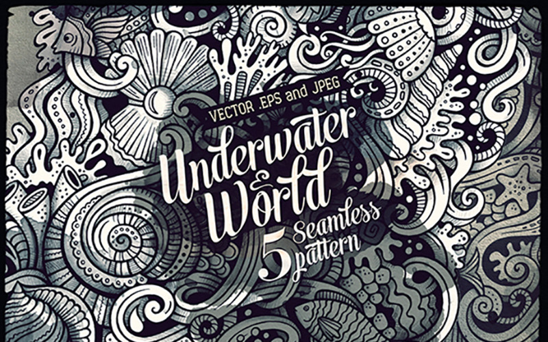 Grafica subacquea Doodles Seamless Pattern