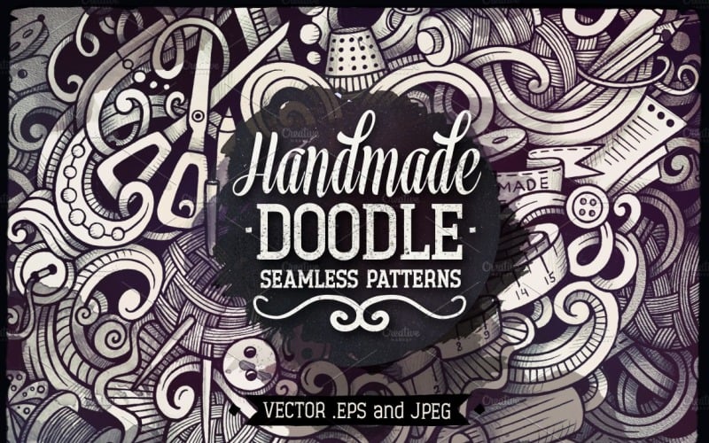 Modèle sans couture de doodles graphiques faits à la main