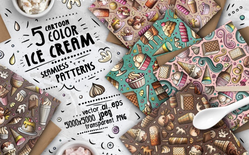 Modello senza cuciture di Doodle di gelato