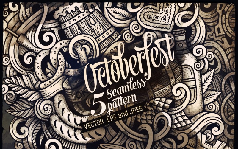 Oktoberfest grafika Doodles varrat nélküli mintát