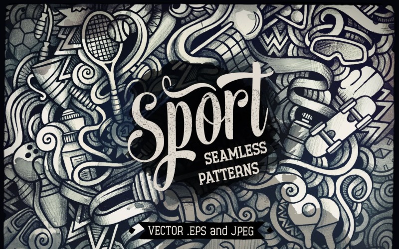 Sport grafik klotter sömlösa mönster