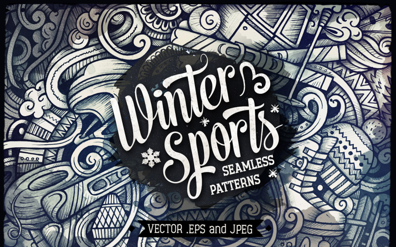 Wintersport Graphics Doodles naadloze patroon
