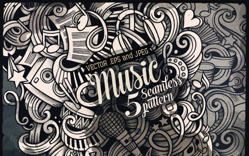 ♬ Grafica musicale Doodles Seamless Pattern