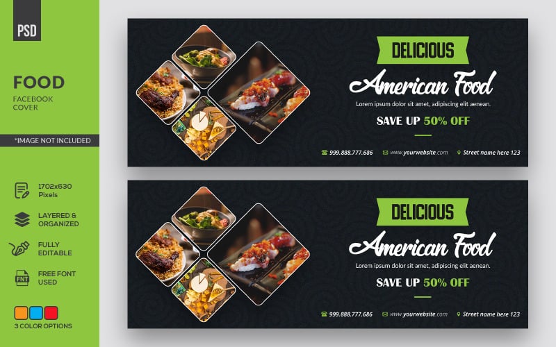 Download Фирменный стиль "Food Facebook Cover - Corporate Identity Template" / Food Facebook Cover - Corporate Identity Template - Фирменный стиль на тему графика business,facebook,banner,timeline,cover,marketing,food,restaurant,page,web,promotion,social,media,template,graphic,psd,cafe,fb,menu,vegetables