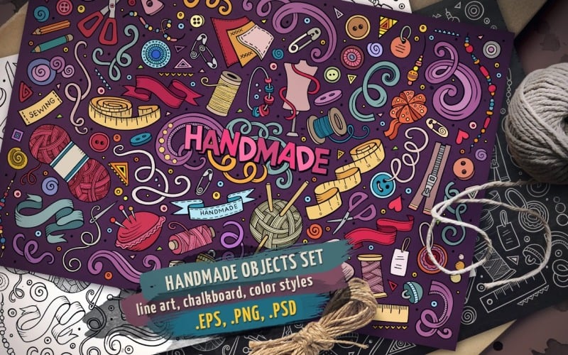 Handmade Objects & Elements Set - Vector Image