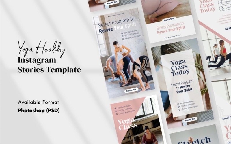 Download Шаблон для соцсетей "Healthy Yoga Instagram Stories Template PSD for Social Media" / Healthy Yoga Instagram Stories Template PSD for Social Media - Шаблон для соцсетей на тему графика instagram,story,stories,fashion,promotion,elegant,beauty,modern,psd,shop,company,corporate,photoshop