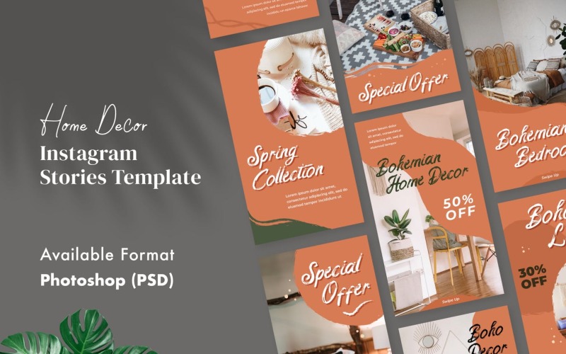 Download Шаблон для соцсетей "Home Decor Instagram Stories Template for Social Media" / Home Decor Instagram Stories Template for Social Media - Шаблон для соцсетей на тему графика instagram,story,stories,fashion,promotion,elegant,beauty,modern,psd,shop,company,corporate,photoshop