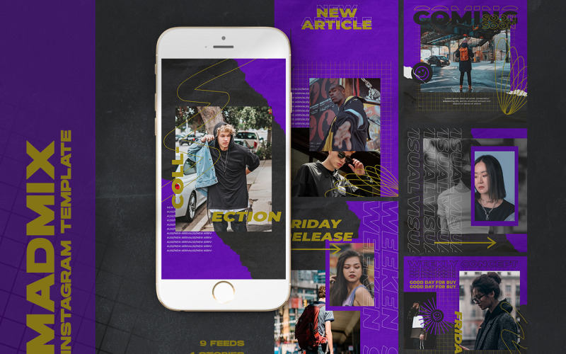 Download Шаблон для соцсетей "Madmix Instagram Templates for Social Media" / Madmix Instagram Templates for Social Media - Шаблон для соцсетей на тему графика azruca,banner,brand,branding,design,discount,facebook,fashion,geometric,hipster,instagram,media,minimal,mobile,modern,offer,photography,promotion,sale,sales