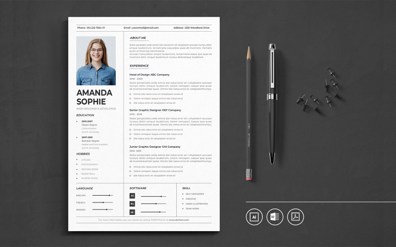 Download Резюме "Minimalist CV Vol.5 Resume Template" / Minimalist CV Vol.5 Resume Template - Резюме на тему графика resume,cv,minimalist,professional,modern,clean,minimal,business,hiring,apply,job,entrepreneur,word,pdf