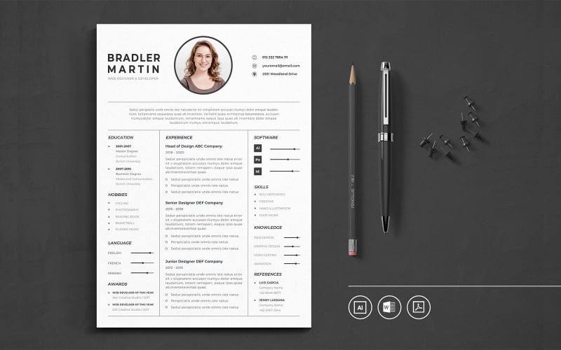 Download Резюме "Minimalist CV Vol.6 Resume Template" / Minimalist CV Vol.6 Resume Template - Резюме на тему графика resume,cv,minimalist,professional,modern,clean,minimal,business,hiring,apply,job,entrepreneur,word,pdf