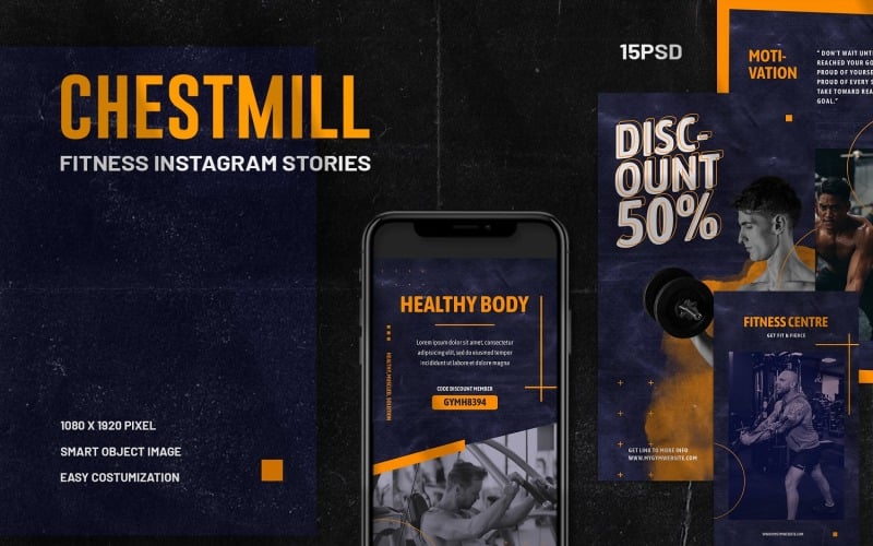 Chestmill - Modello di storie Instagram di fitness per i social media