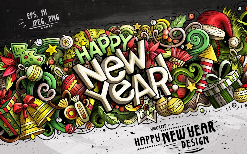 Nytt år Doodles Designs - mall för företagsidentitet