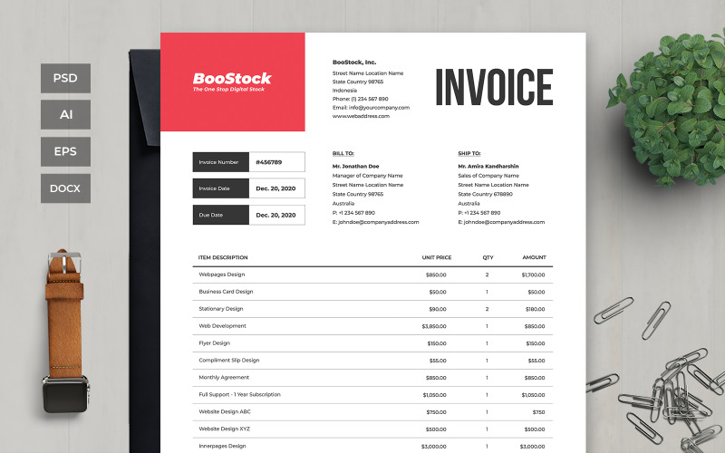 Download Фирменный стиль "Professional and Clean Invoice - Corporate Identity Template" / Professional and Clean Invoice - Corporate Identity Template - Фирменный стиль на тему графика business,corporate,payment,bank,account,invoice,bill,paper,finance,form,table,accounting,document,transfer,money,report,clean,professional